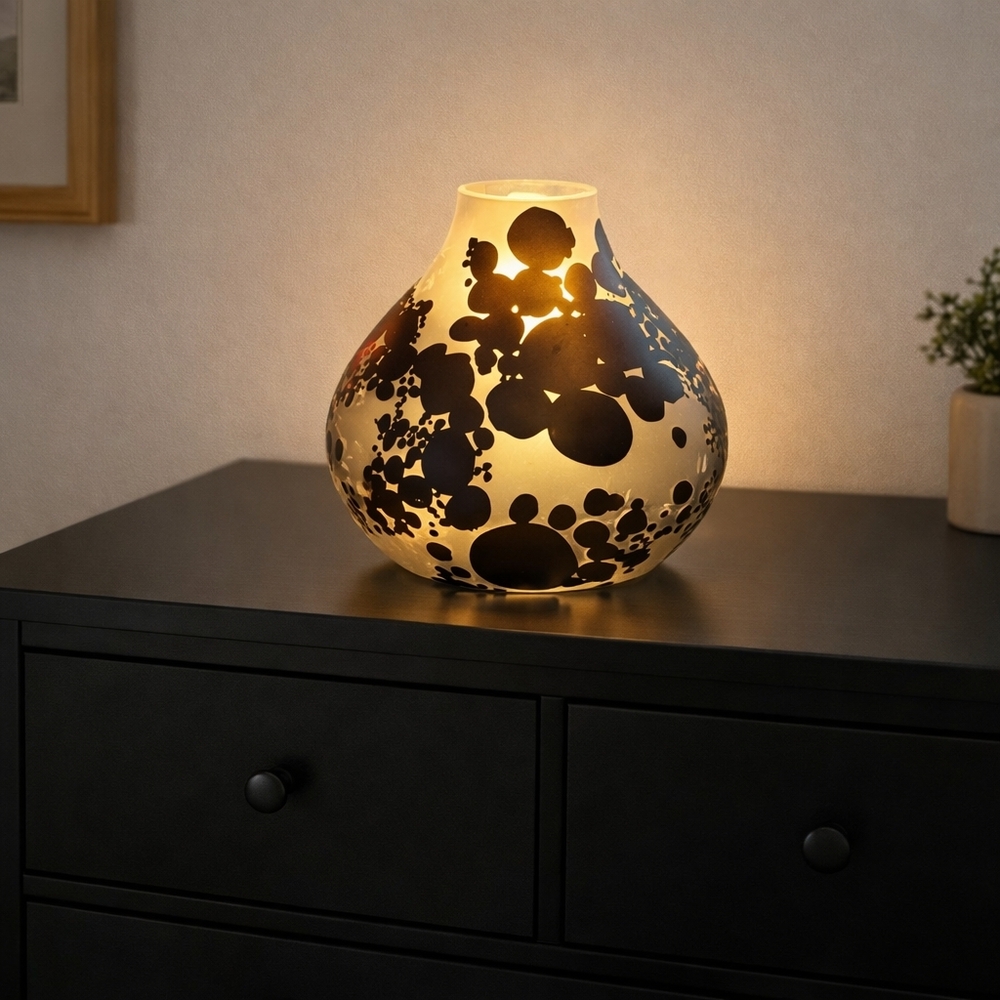 IKEA KOPPAR Discontinued Black Glass Lamp By Designer Amelia Chong